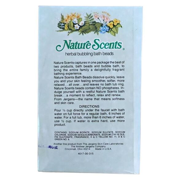 Jergens Vintage Nature Scents Herbal Bubbling Bath‎ Beads 15 oz 80s 90s Relaxing - Picture 3 of 6